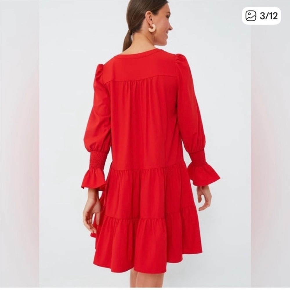 POMANDER PLACE TUCKERNUCK Red Crepe Kenzo Dress Size xSmall - Picture 2 of 9
